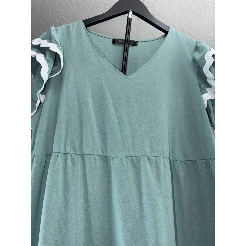 Zesica Summer Casual Midi dress Xl Flowy Breezy Boho Coastal Grandmother Cottage - Picture 2 of 9